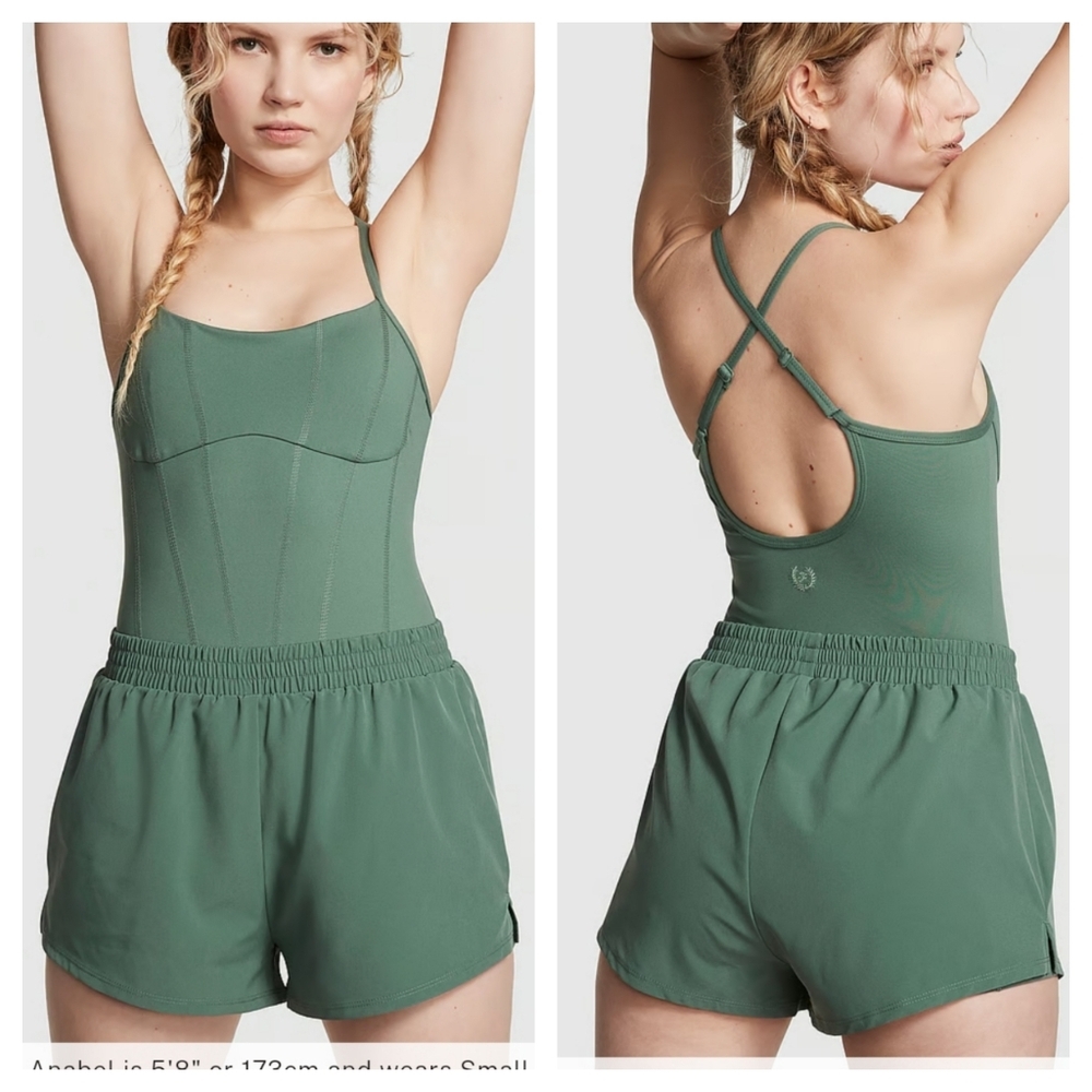 PINK Victorias Secret Runsie Criss Cross Back Athletic Romper